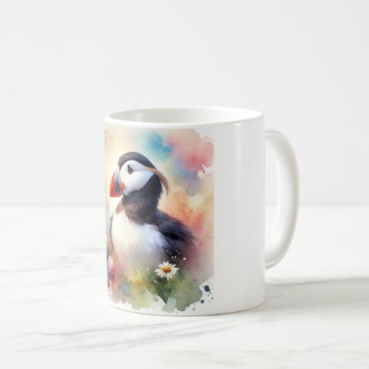Tufted Puffin 190724AREF125 - Watercolor Kaffeetasse (VorderseiteRechts)