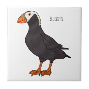 Tufted puffin bird cartoon illustration fliese