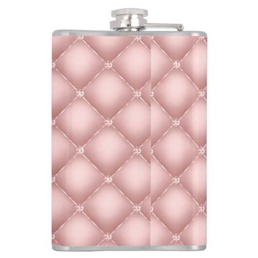 Tufted Sparkly Diamonds Blush Pink Monogram  Flachmann (Rückseite)