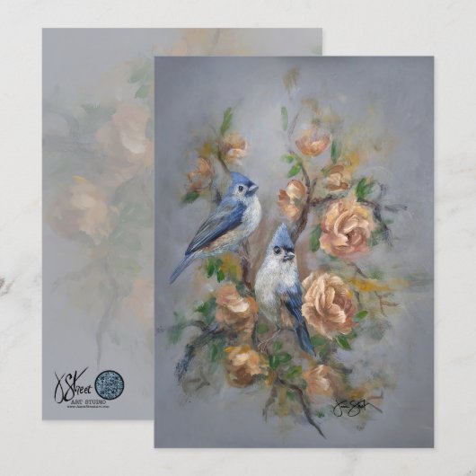 Tufted Titmice Einladung (Vorne/Hinten)