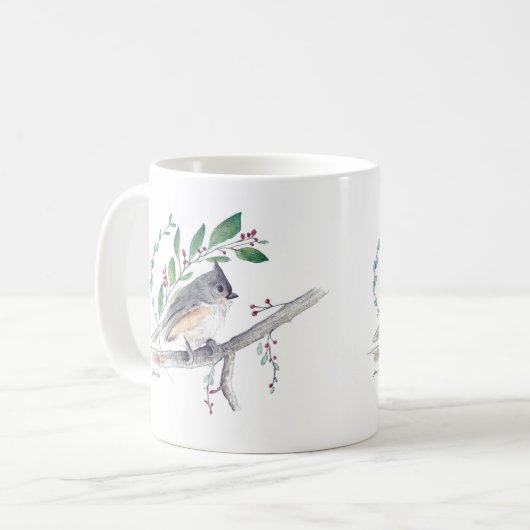 Tufted Titmouse Bird Art Coffee Tasse (Vorderseite Links)