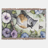 Tufted Titmouse Morning Glory Blume Vines titmice Decke (Vorderseite)