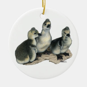 Tufted Toulouse Goslings Keramikornament