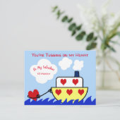 Tug Boat Valentinstag PostCard Postkarte (Stehend Vorderseite)