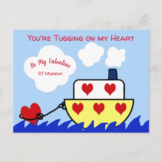Tug Boat Valentinstag PostCard Postkarte (Vorderseite)
