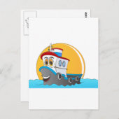 Tug-Boot-Cartoon Postkarte (Vorne/Hinten)