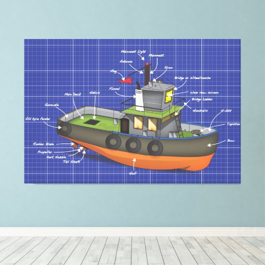 Tug-Boot Leinwanddruck (Insitu (Holzboden))