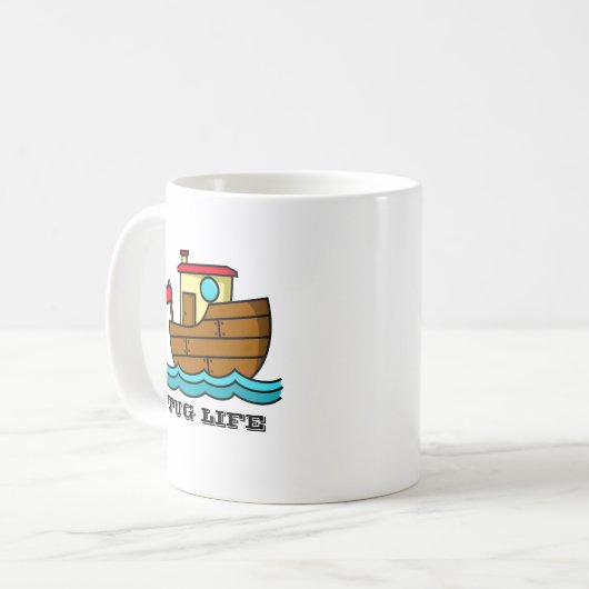 Tug Life Cartoons Tugboat Personalisiert Kaffeetasse (Vorderseite Links)