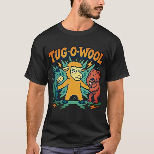 Tug-O-Wool Politischer Schaf Funny T - Shirt (Vorderseite)
