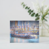 Tugboat auf dem Fluss Chicago Postkarte (Stehend Vorderseite)