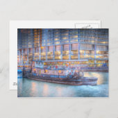Tugboat auf dem Fluss Chicago Postkarte (Vorne/Hinten)