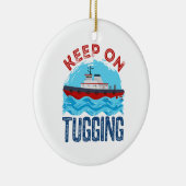 Tugboat Behielt auf Umarmung Keramik Ornament (Rechts)