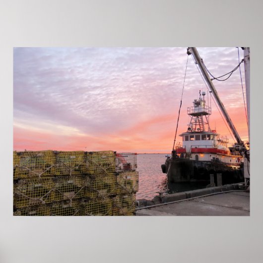 Tugboat bei Sonnenaufgang Poster (Vorne)