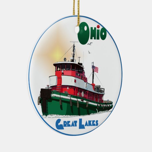 Tugboat Ohio Keramikornament (Rechts)