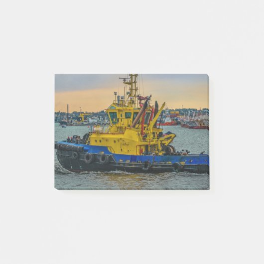 Tugboat sailing at river, montevideo, uruguay post-it klebezettel (Vorderseite)