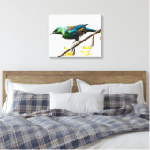 Tui auf Yellow Flax originales Aquarelldesign Leinwanddruck (Insitu (Schlafzimmer))