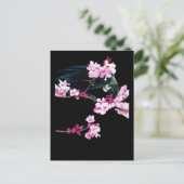 Tui Fütternd auf Kirschblüten Postkarte (Stehend Vorderseite)