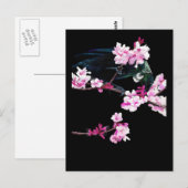 Tui Fütternd auf Kirschblüten Postkarte (Vorne/Hinten)