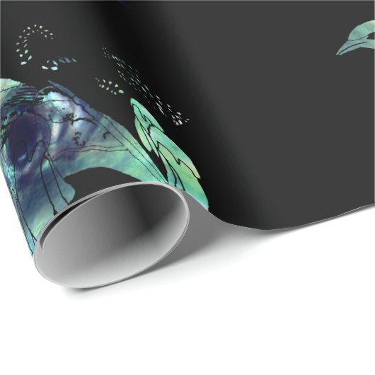 Tui & Kowhai Blume Paua Seashell Inlay Geschenkpapier (Rolleneckpunkt)