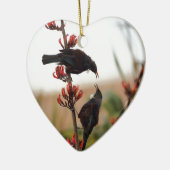 Tui-Vögel auf Neuseeländischem Leinenstrauch Keramikornament (Links)