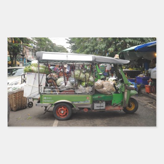 Tuk-Tuk Bangkok Thailand voll bis zum Rand Rechteckiger Aufkleber (Vorderseite)