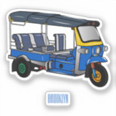Tuk Tuk Cartoon Illustration Aufkleber (Vorderseite)