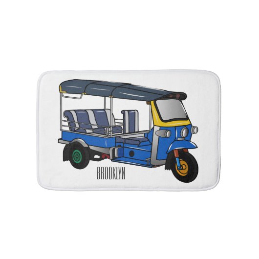 Tuk Tuk Cartoon Illustration Badematte (Vorderseite)