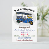 Tuk Tuk Cartoon Illustration Einladung (Stehend Vorderseite)