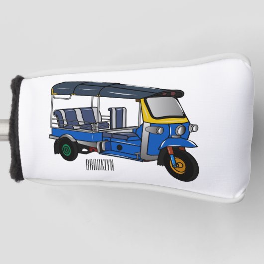 Tuk Tuk Cartoon Illustration Golf Headcover (Vorderseite)