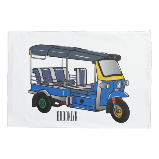 Tuk Tuk Cartoon Illustration Kissenbezug (Rückseite)