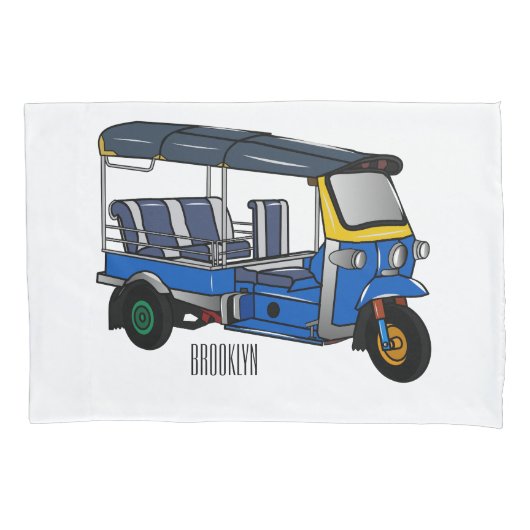 Tuk Tuk Cartoon Illustration Kissenbezug (Vorderseite)