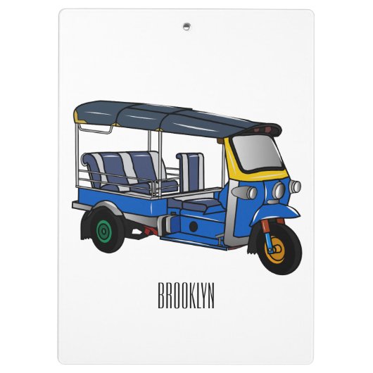 Tuk Tuk Cartoon Illustration Klemmbrett (Rückseite)