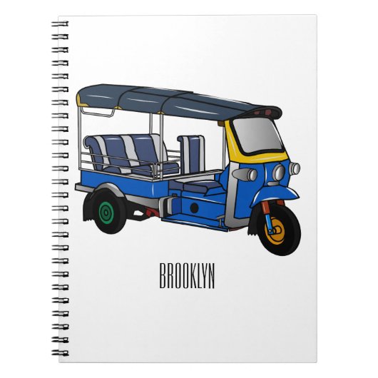 Tuk Tuk Cartoon Illustration Notizblock (Vorderseite)