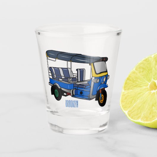 Tuk Tuk Cartoon Illustration Schnapsglas (Vorderseite)