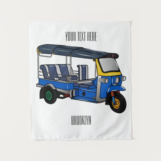 Tuk Tuk Cartoon Illustration Wandteppich (Vorderseite)