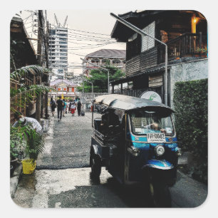 Tuk Tuk in Bangkok Thailand Quadratischer Aufkleber