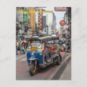 Tuk Tuk on Yaowarat Road, Chinatown, Bangkok, Thai Postkarte