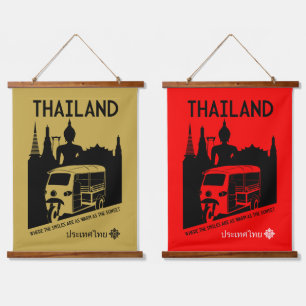 Tuk Tuk Thailand Wandteppich Mit Holzrahmen