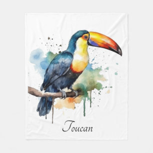 Tukan auf Ast Aquarell-Kunst, individuell Fleecedecke