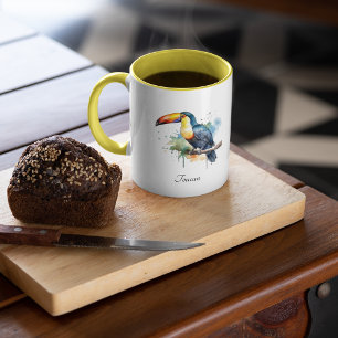 Tukan auf Ast Aquarell-Kunst, individuell Tasse
