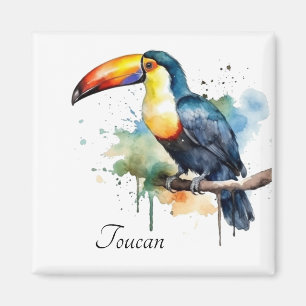 Tukan auf Ast Wasserfarbenkunst, individuell Magnet