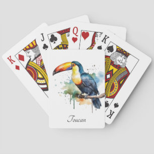 Tukan auf Ast Wasserfarbenkunst, individuell Spielkarten