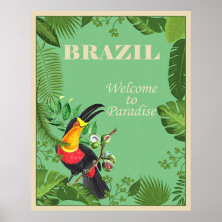 Tukan-Dschungel-Wandkunst, Brasilien-Reiseposter Poster