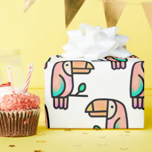 Tukan Dschungelvogel Pastell Regenbogen Cartoon Mu Geschenkpapier