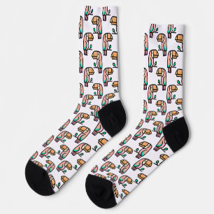Tukan Dschungelvogel Pastell Regenbogen Cartoon Mu Socken