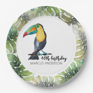 Tukan Exotische Wasserfarben-Illustration Pappteller