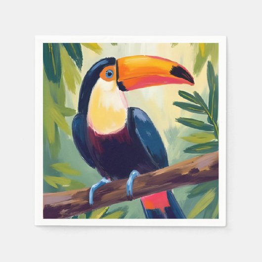 Tukan Farbiger Tropenvogel Aquarell Serviette (Vorderseite)