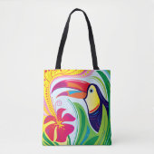 Tukan mit tropischer Blume Tasche (Vorderseite)