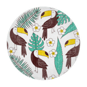 Tukan-Orchidee Vintage-Palmen-Muster Schneidebrett