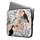 Tukane, Palmen, Plumeria: Rosa tropisch. Laptopschutzhülle (Vorderseite Links)
